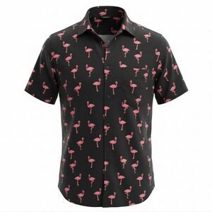 Great Condition. Forever 21 Black Shirt with Pink Flamingo Pattern